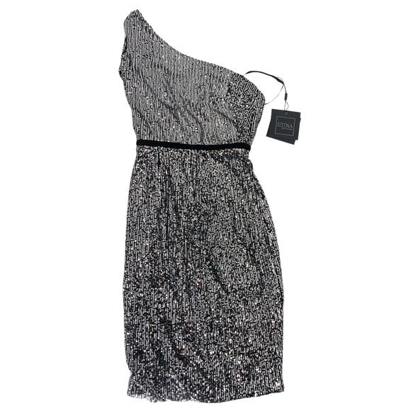 MAC DUGGAL Dress Size 10 Evening Gown Sequin Black Silver Mini NEW Cocktail - Picture 4 of 5